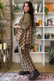 Nora Brushed Cotton Gingham Trapeze Waistcoat Deep Olive